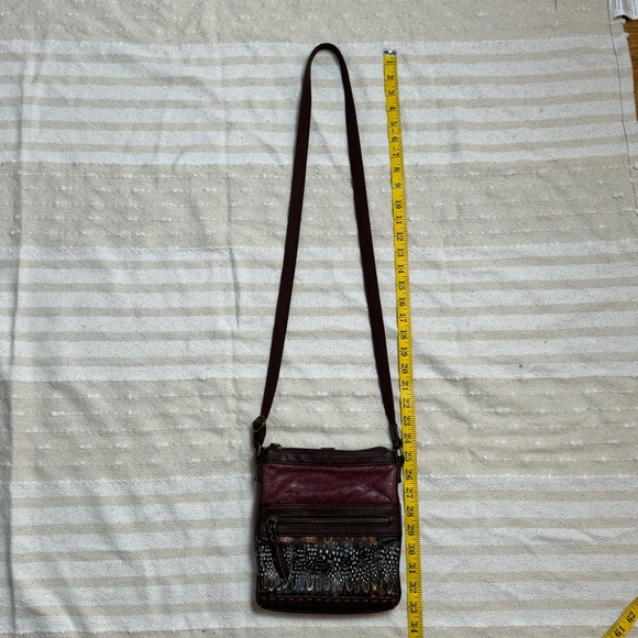 The Sak small leather burgundy & feather boho crossbody purse - Picture 13 of 15